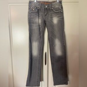 Rock Revival Gray Celine Straight Leg Jeans, Size 27, EUC